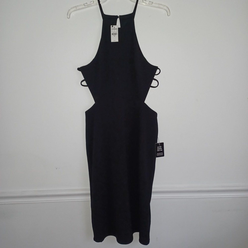 Express Bodycon Cutout Women's Dress Black sz Med Cocktail Party Modern Chic NWT